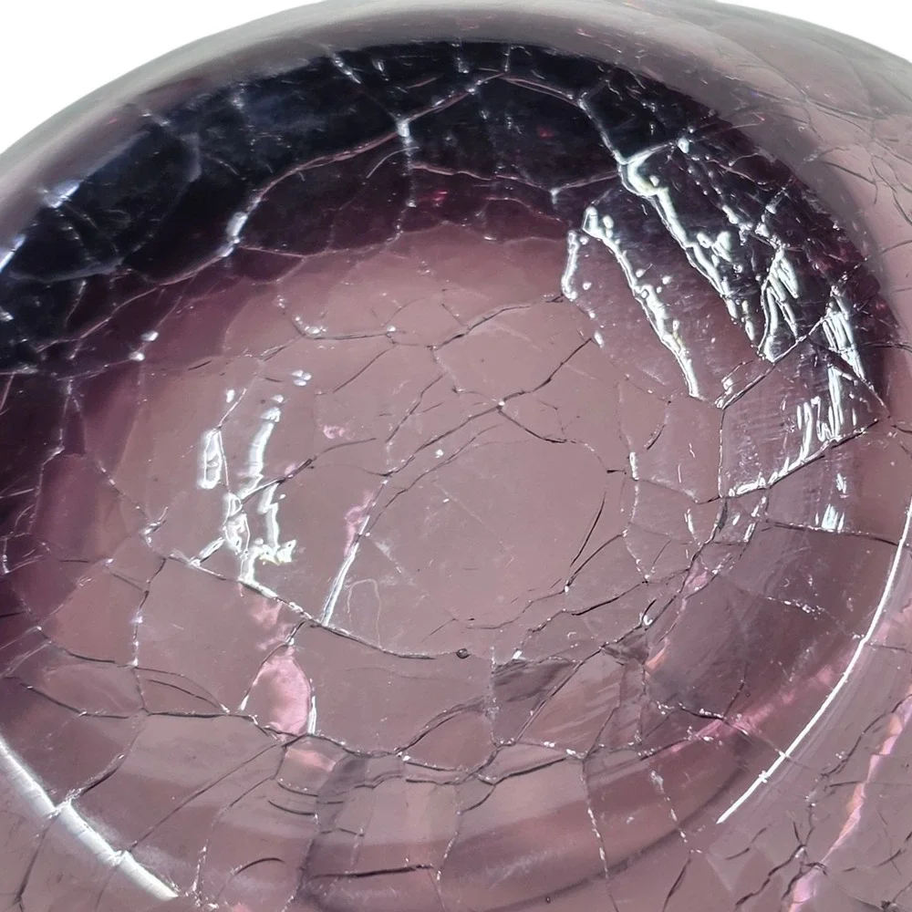 Set of 2 Pier 1 Crackle Purple Amethyst Stemless Wine Glasses 4-1/4
